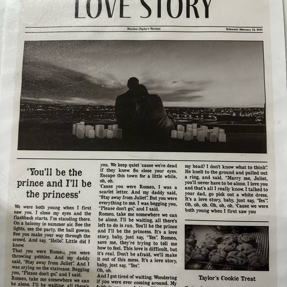 Taylor swift love story lyrics 12x18 canvas poster